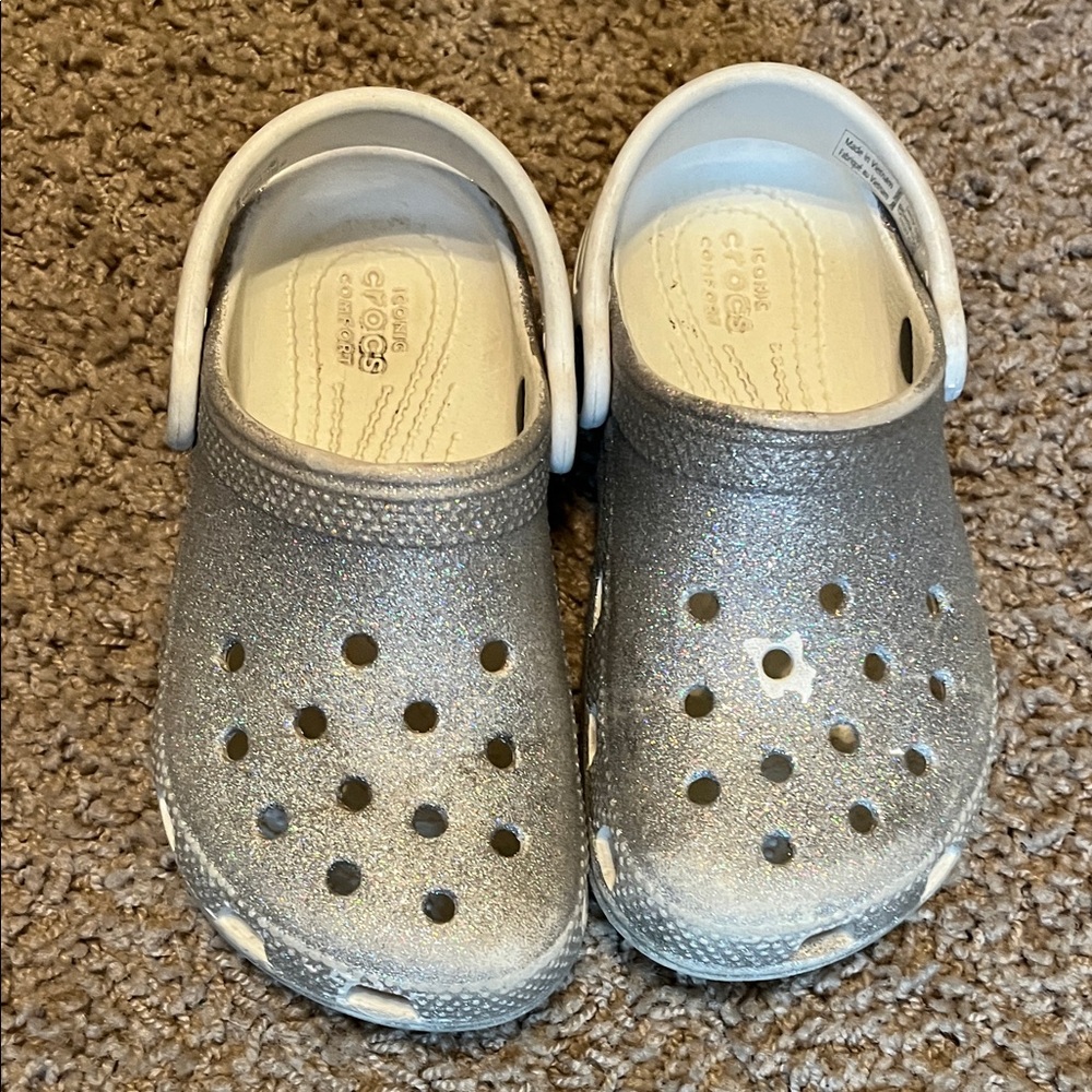 Silver Toddler CROCS Clogs